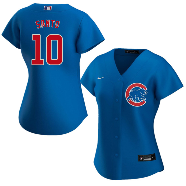 Nike Women #10 Ron Santo Chicago Cubs Baseball Jerseys Sale-Blue - Click Image to Close